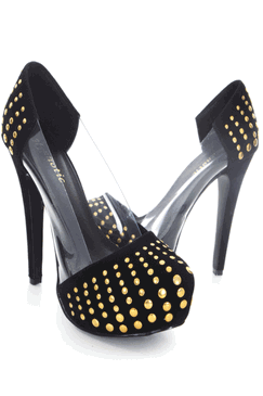 BLACK STUDDED PUMP