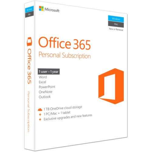 Office 365 - Personal Subscription - 1 User PC or MAC & 1 TABLET + 1 TB OneDrive Cloud Storage