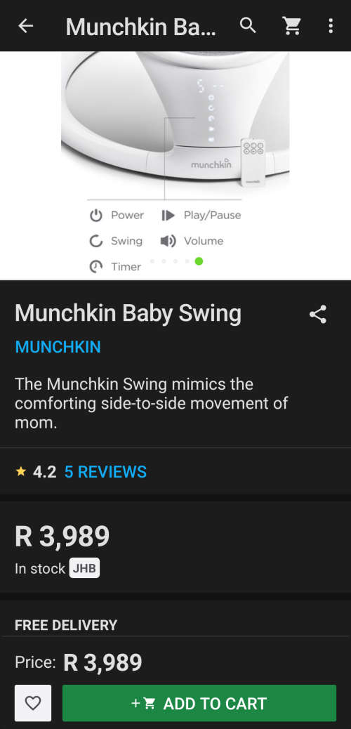 Munchkin baby swing