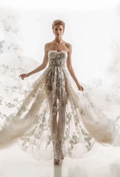 Lace sexy wedding gown evening dress