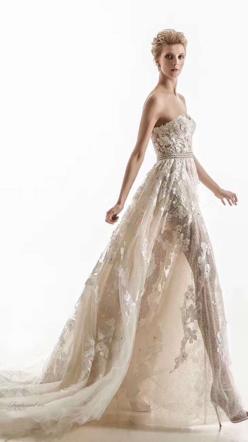 Lace sexy wedding gown evening dress