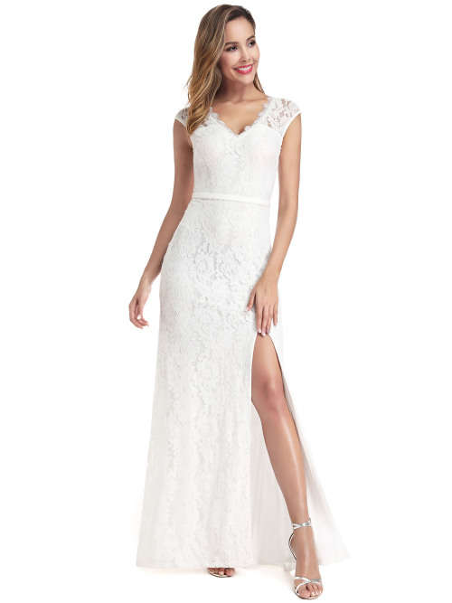 Women's A-Line V-Neck Side Split Evening Party Maxi Dresses