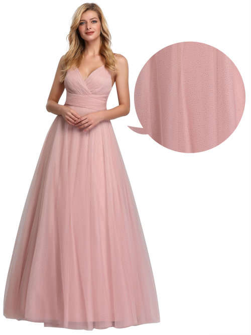 Women`s A-Line V-Neck Sleeveless Floor Length Bridesmaid Dresses
