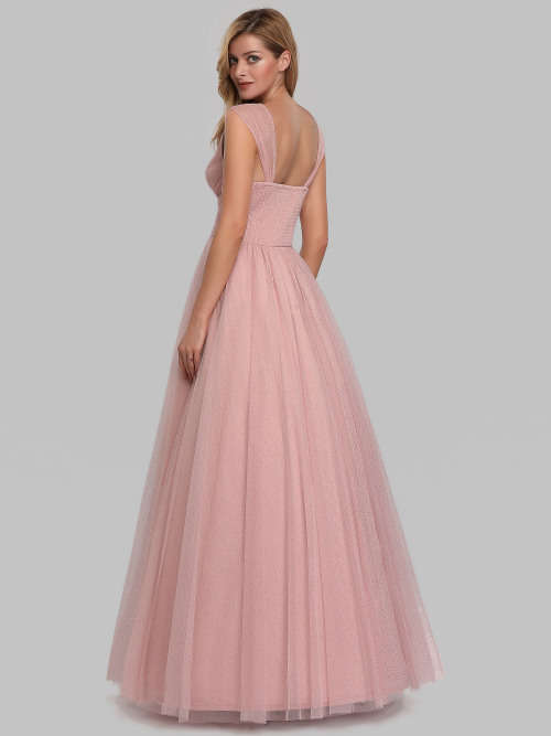 Women`s A-Line V-Neck Sleeveless Floor Length Bridesmaid Dresses