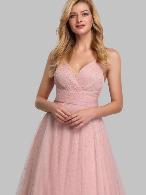 Women`s A-Line V-Neck Sleeveless Floor Length Bridesmaid Dresses