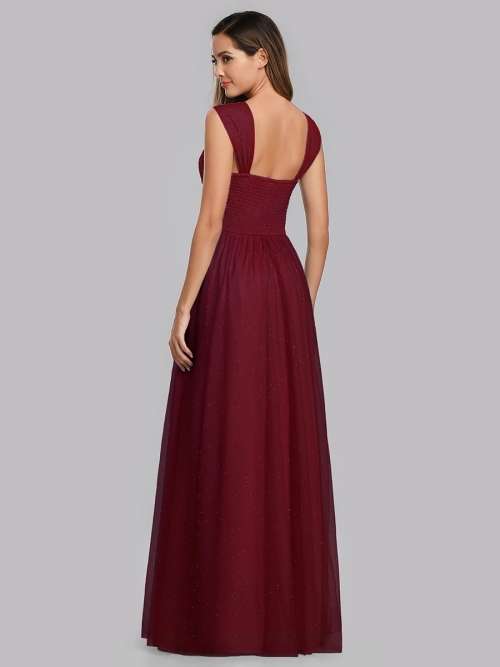 Women`s A-Line V-Neck Sleeveless Floor Length Bridesmaid Dresses