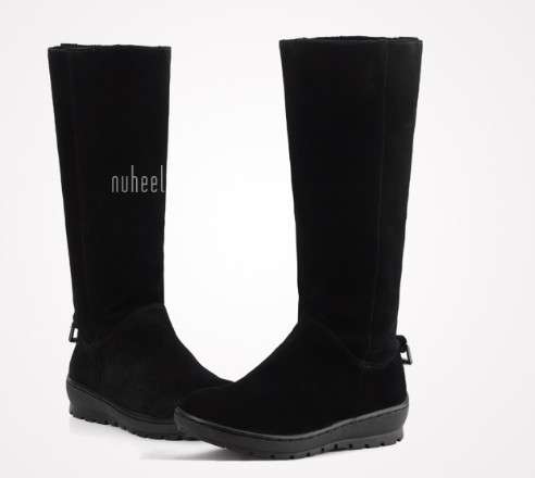 Women's Genuine leather Flat Mid Calf Knee High Boots(wear in 3 ways)