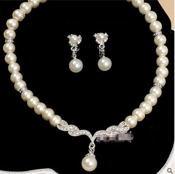 Pearl Rhinestone  Of Bridal Accessories  necklace+earrings