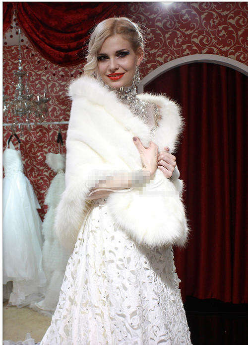 2014 winter white bride  imitation fox  rabbit fur shawls