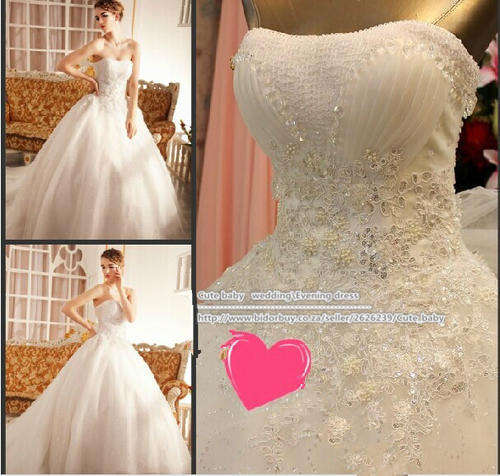 Special Offer  New Luxury Crystal Rhinestone Lace up Wedding Dress