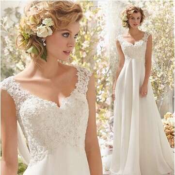 New European Fashion  V-neck  Trailing Lace Wedding Dress