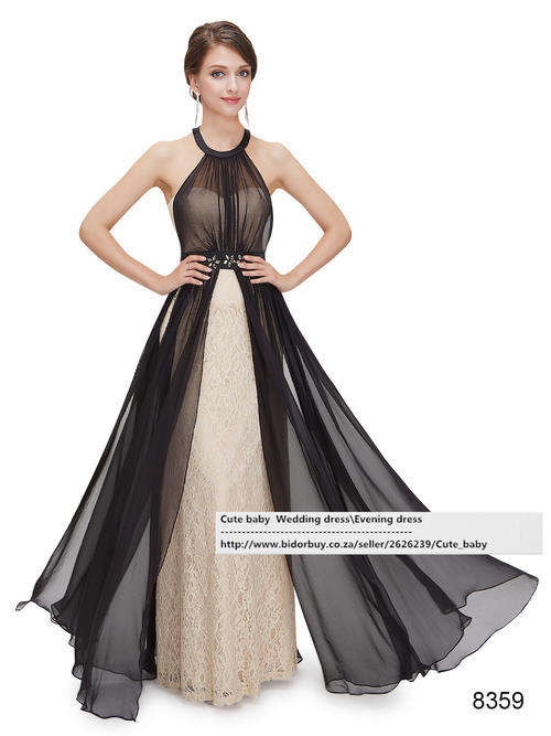 Elegant Halter Ruffles Long Party Prom Dress