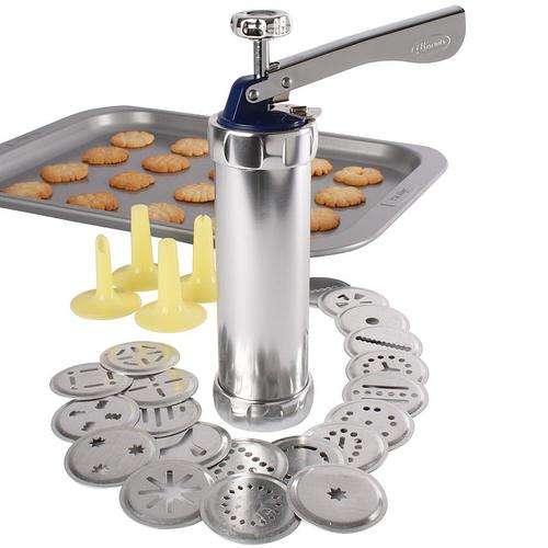 BISCUIT MAKER WITH 20 NOZZLES AND FOUR CREAM/ICING/ PIPING NOZZLES