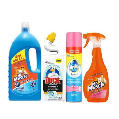 Mr Muscle | Pledge | Duck 4-Piece Home Cleaning Bundle