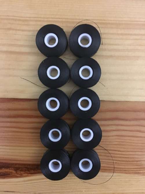 Black machine embroidery prewound bobbins - 10 bobbins