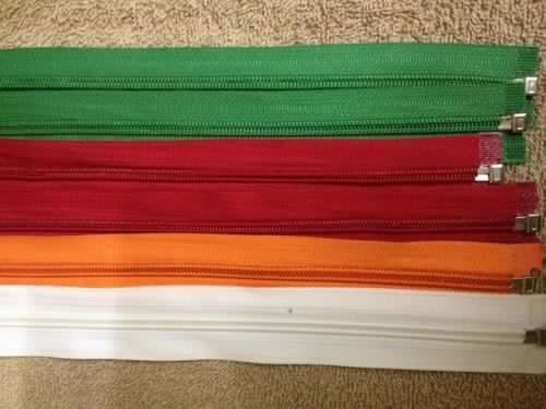 6 Bright colours open end zips 40cm
