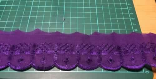50mm wide Broderie Anglais trim - Purple