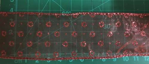 40mm x 1.4m Glitter Wired Organza Ribbon - Red