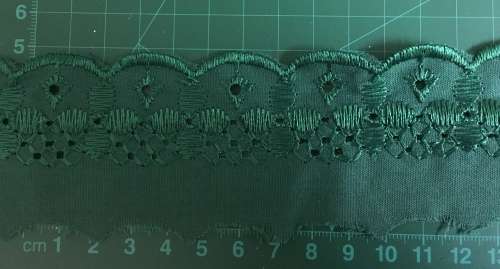 50mm wide Broderie Anglais trim - Green