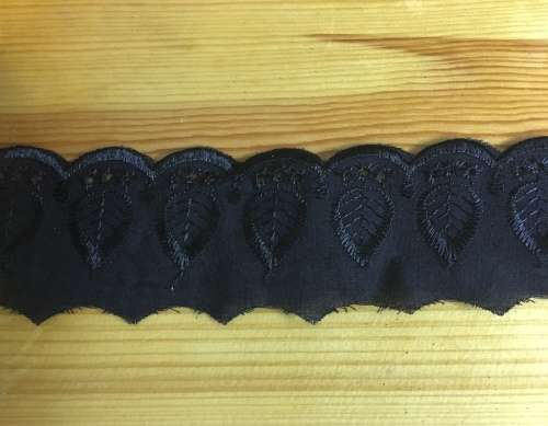 50mm wide Broderie Anglais trim - Black