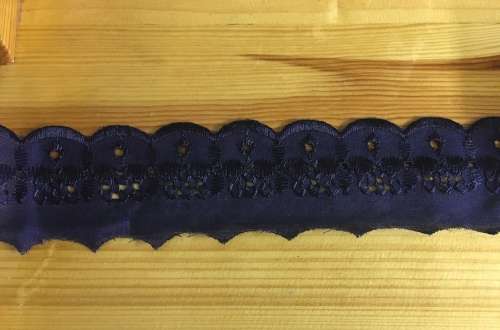 50mm wide Broderie Anglais trim - Navy