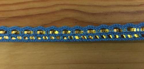 10mm turqouise and gold ribbon - sold per metre