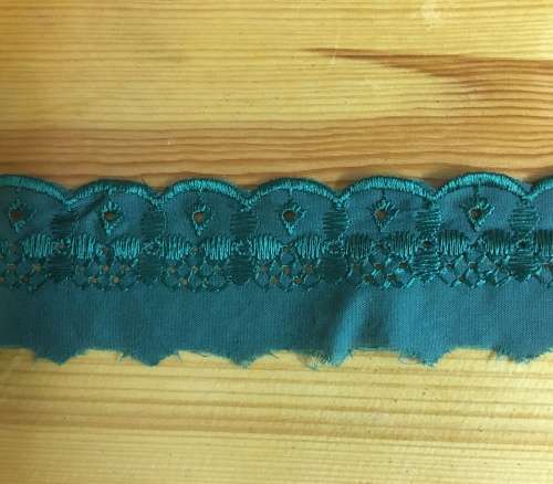 50mm wide Broderie Anglais trim - Green