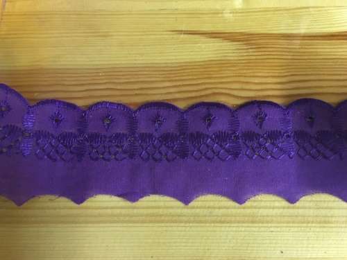 50mm wide Broderie Anglais trim - Purple