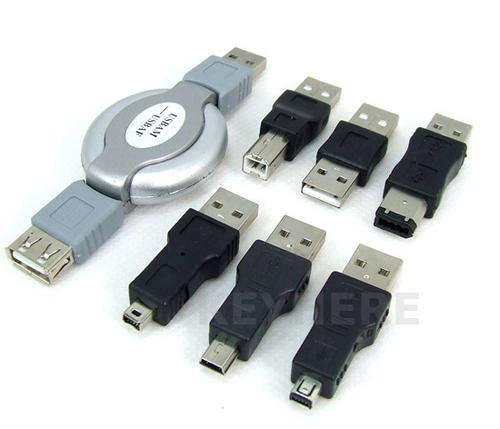 USB Travel Kit Cable IEEE 1394 Firewire 6 Adapters,072