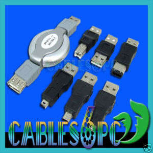 USB Travel Kit Cable IEEE 1394 Firewire 6 Adapters