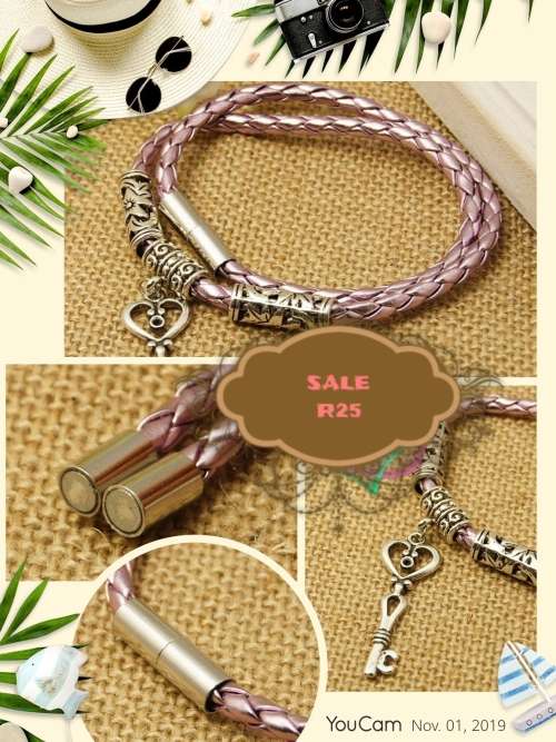 Pendant Charm Bracelets, Magnetic Clasps and Imitation Leather Cord, Thistle