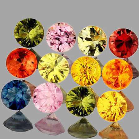 SAPPHIRES - multi colour 13pc