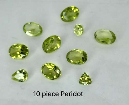 10 ct Peridot Lot A Grade Mixed Shapes and Sizes