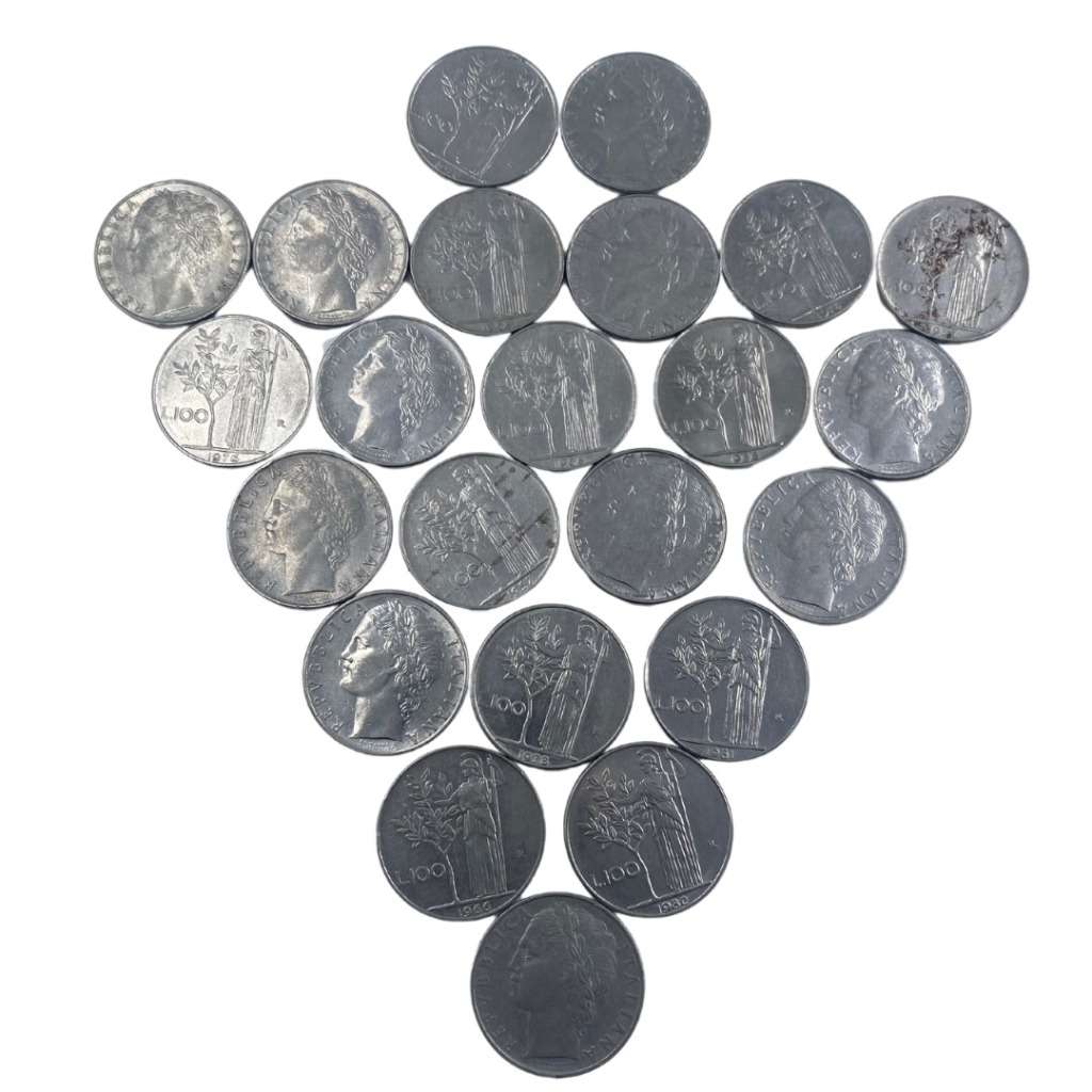 Lot of 23 Italian 100 lire coins dated between 1956 - 1988