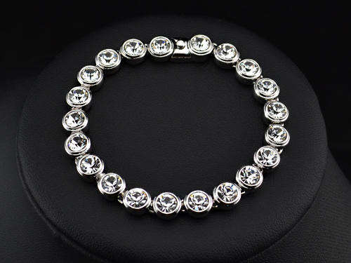 Sparkling! Platinum Plated 21 pieces Rhinestones Strand Tennis Bracelet stellux austrian crystals