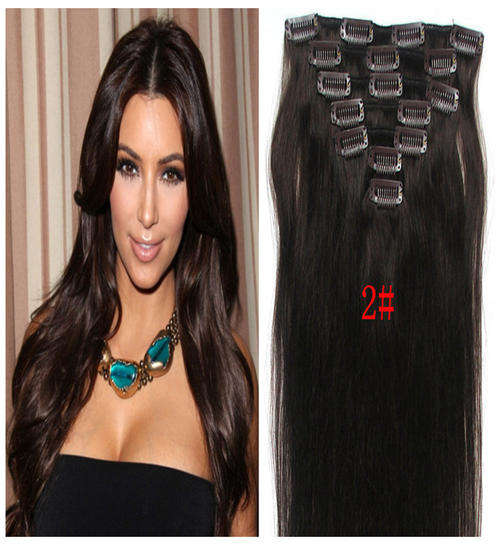 #2 Dark brown clip ins 100% human hair extensions - 20 inch