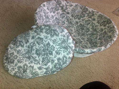 White wicker basket with inner and pillow - sausage dog size