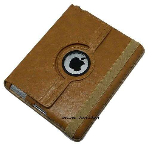 iPad 2 Case Mustard + free Stylus - 360 Rotating Case Full Swivel Cover for iPad 2 colour