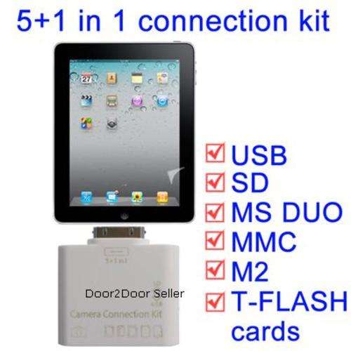 5 in 1 Camera Connection USB/SD Card Reader for New iPad 3, 2, 1