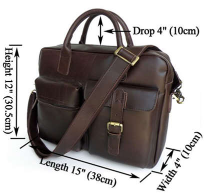 Genuine Leather Briefcase Laptop Bag up to 15" PC Christmas Gift Unisex Man Woman
