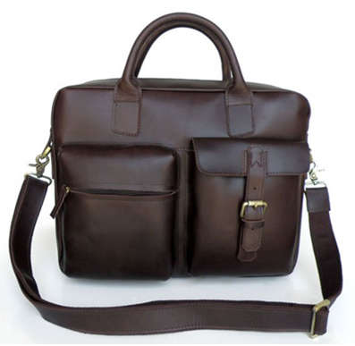 Genuine Leather Briefcase Laptop Bag up to 15" PC Christmas Gift Unisex Man Woman
