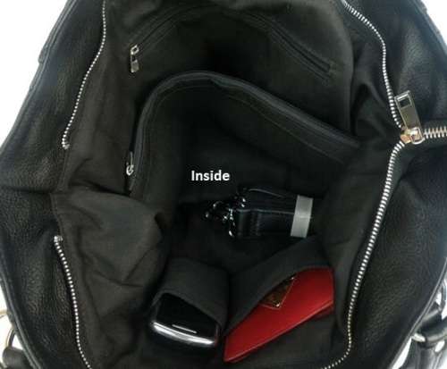 Woman's Genuine Leather Black Large Ladies Shoulder Bag