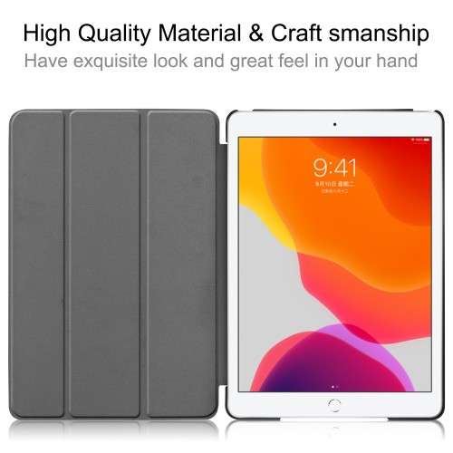 iPad 7 Tri Fold Hard Back SMART Case - 10.2` iPad 7th Gen Cover Sleep/Wake