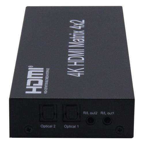 HDMI MATRIX Switcher/Splitter 4 Port in x 2 Out with Audio 4K Ultra HD EDID Remote