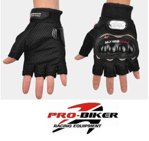 Genuine Pro-biker Open Finger Black Gloves ~ XL  ** FREE DELIVERY **