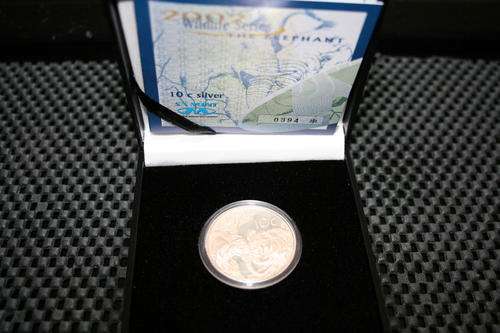##### 2002 Silver Wildlife African Elephant Proof 10 cent (1/2oz) #####