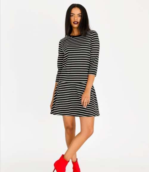 VERO MODA Ladies black and white stripped dress (Large Size)