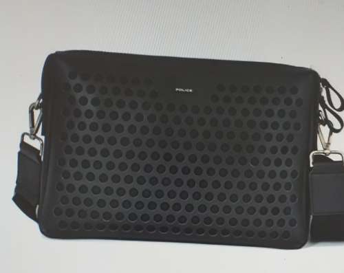 Police Hot Shot Geniune Leather Men's Messenger Bag _ Black