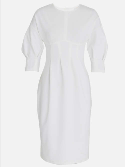 EDIT White 3/4 Lantern Sleeve Dress