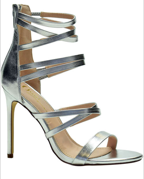 Silver Geenie Metallic  Designer Sandals Heel